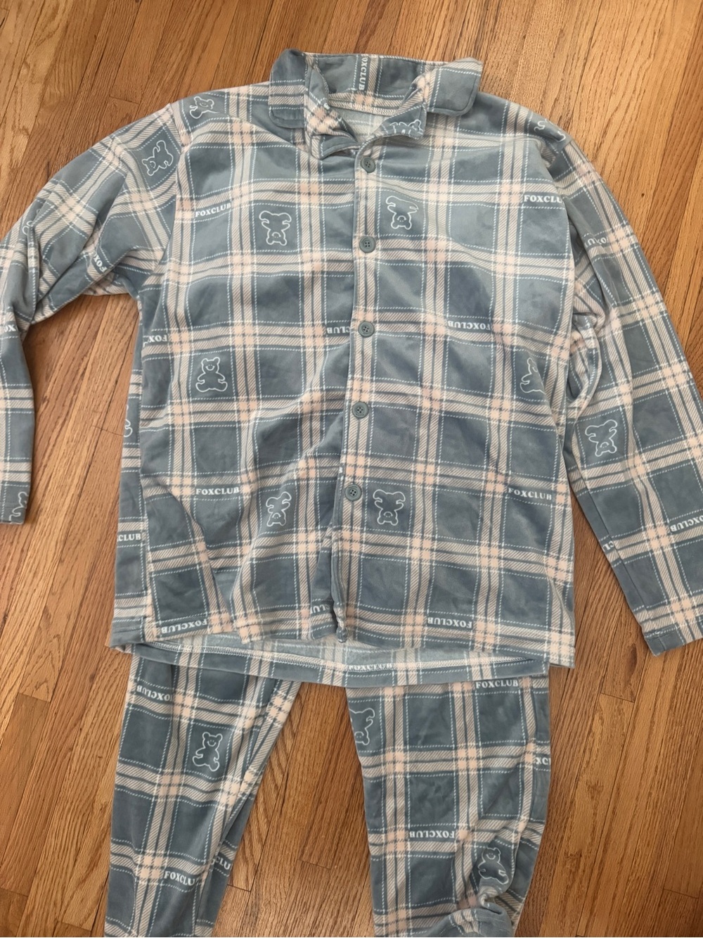 Women's Blue Plaid Button-Front Pajama Set